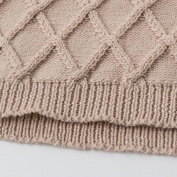 SOLD OUT CLEARANCE Beige Lantern Sleeve Turtleneck Knit Sweater Dress - Picture 5 of 6